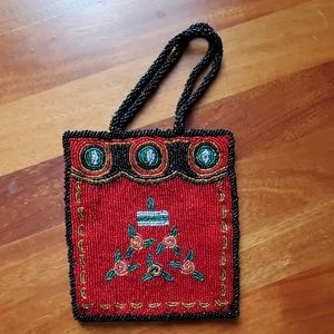 90s Mini purse/ wristlet beaded on both sides